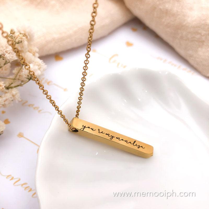 Memooi Gold Custom 3d Memory Bar Necklace - Memooi